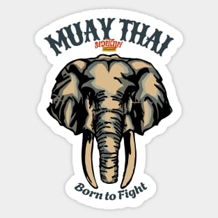 Vintage Muay Thai Tattoo Elephant Born to Fight Sticker